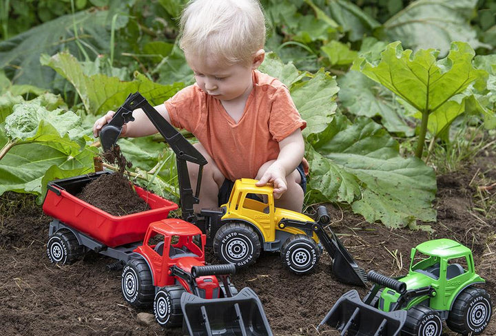 Plasto Tractor with Front Loader, Turquoise, 32 cm