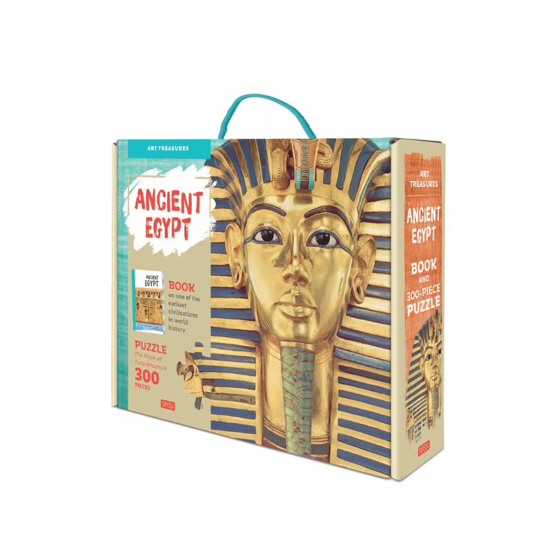 Sassi Puzzle and Book Set - Art Treasures - The Mask of Tutankhamun in Egypt