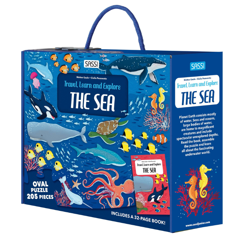 Sassi Travel, Learn and Explore - Puzzle and Book Set - The Sea, 205 pcs