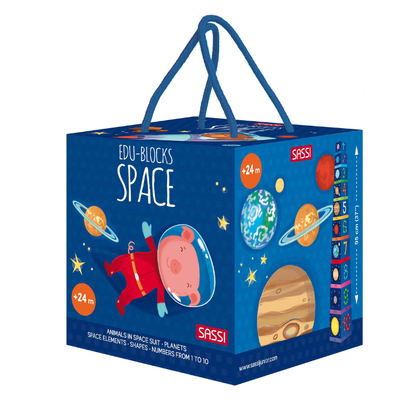 Sassi Edu Space Stacking Blocks & Book Set, 10 piece