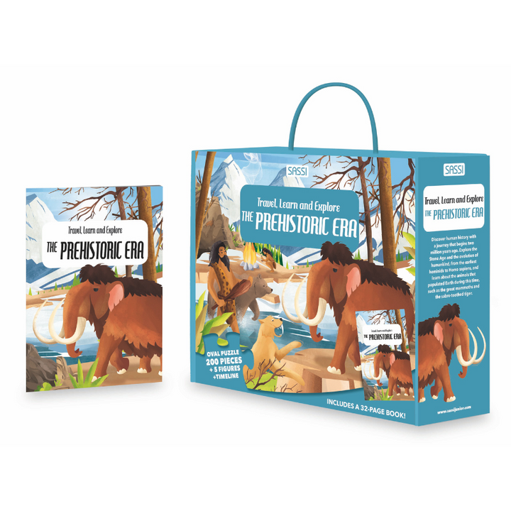 Sassi Travel, Learn and Explore - Book and 3D Puzzle Set - The Prehistoric Era, 200 pcs