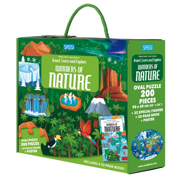 Sassi Travel, Learn and Explore - Puzzle and Book Set - The Wonders of Nature, 205 pcs