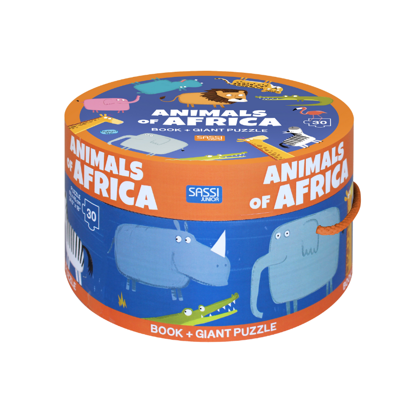 Sassi Book and Giant Puzzle - Animals of Africa, 30 pcs