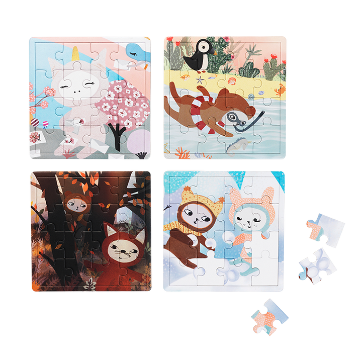 Fabelab - Puzzle 4 Seasons - Set of 4 puzzles - 16 pcs./each