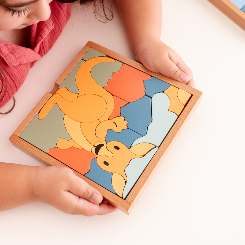 Stellavan & Papa - 3-in-1 Small Block Puzzle, Kangaroo