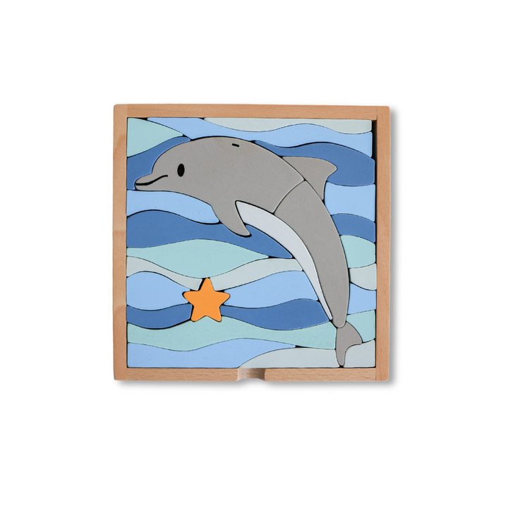 Stellavan & Papa - 3-in-1 Small Block Puzzle, Dolphin