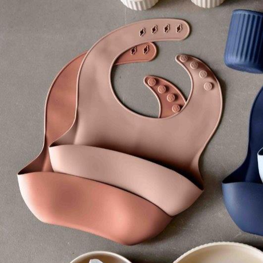 Mikk-line Silicone Bibs, 2 pcs -  Burlwood/Russet