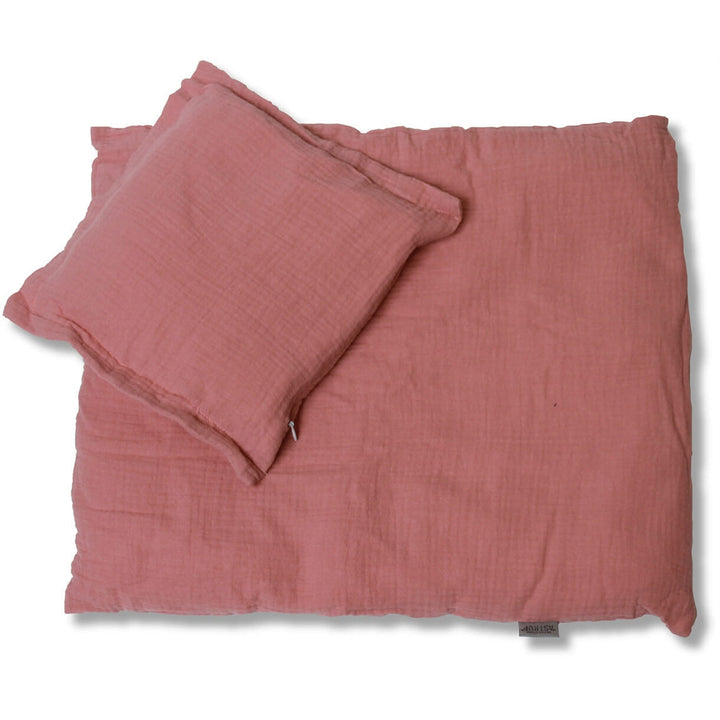 by Astrup Doll Bed Bedding Set, Dusky Pink Muslin, 50 cm