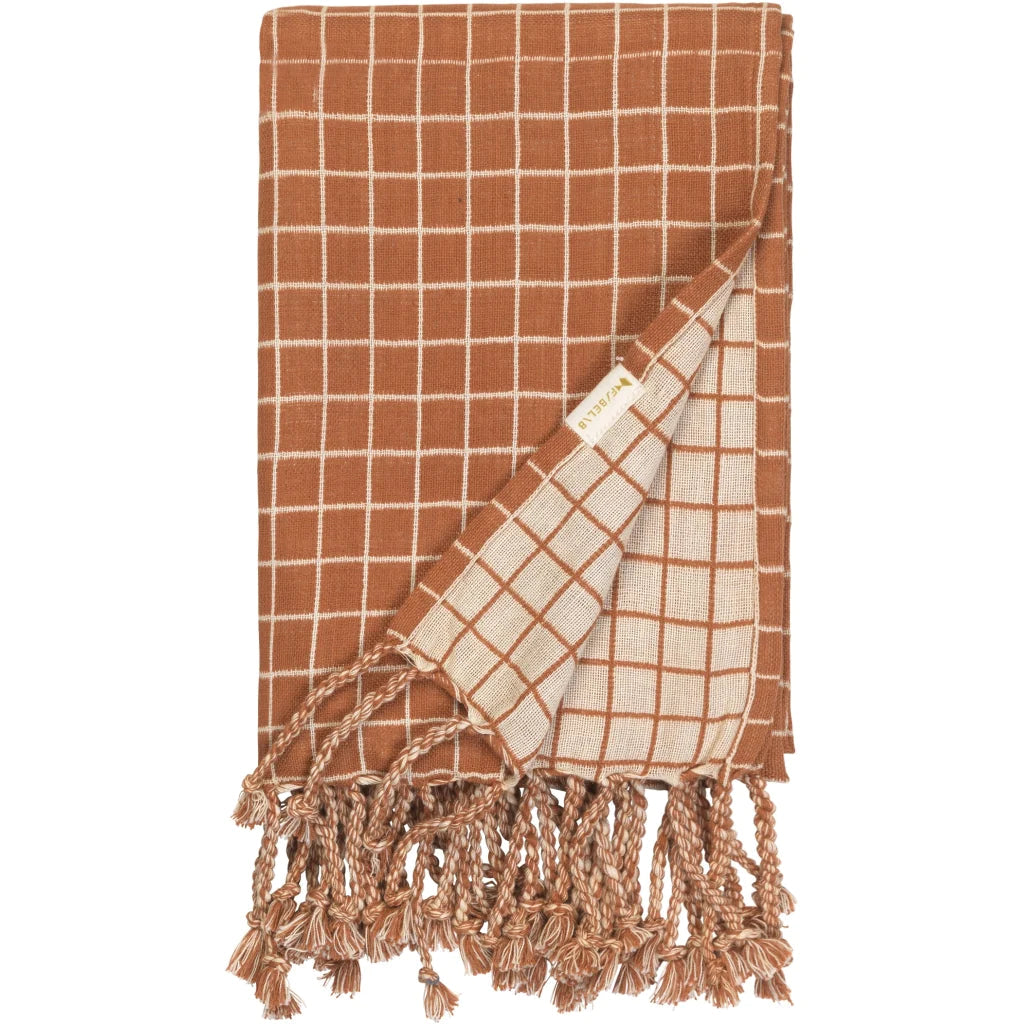 Fabelab - Blanket - Grid, Cinnamon, 110 cm