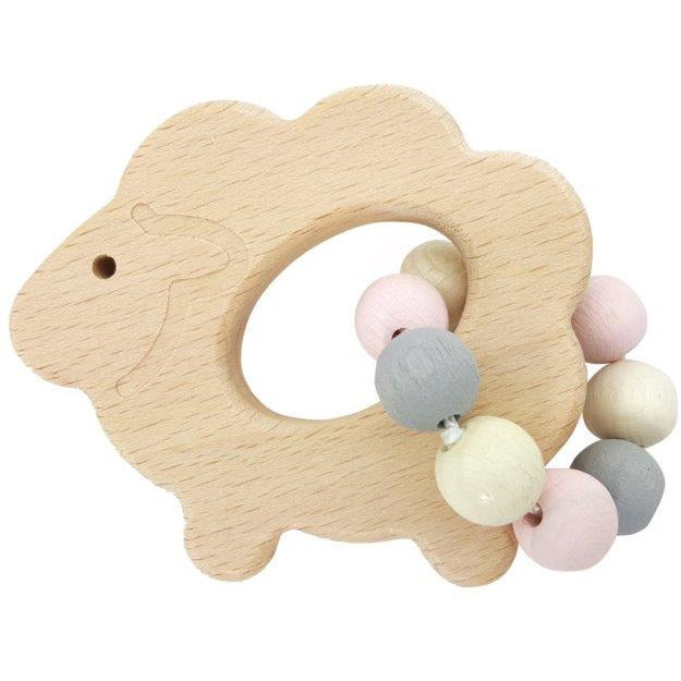 Hess-Spielzeug Rattle Sheep, Natural Pink