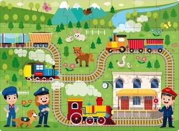 Sassi 3D Puzzle and Book Set - Learn Shapes Train, 40 pcs