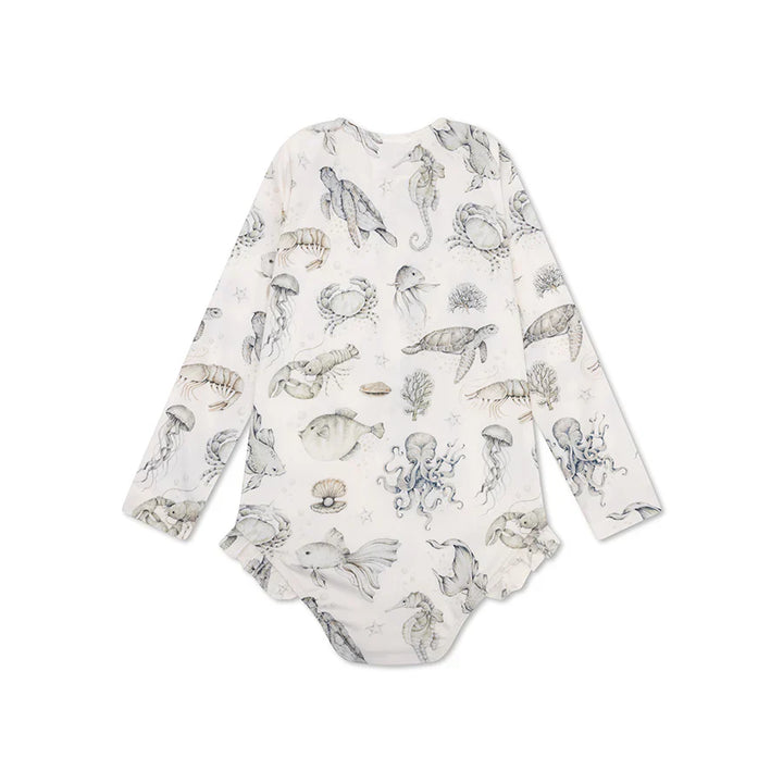 Swim Essentials UV Girls Long Sleeved Swimsuit Rashguard, Sea Life