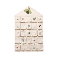 Fabelab Christmas - Wall Calendar - Yule Greens embroidery - Natural, 82 cm