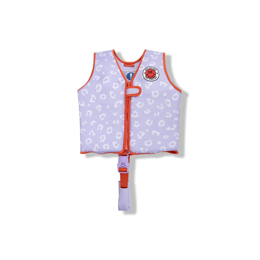 Swim Essentials Kids Swimming Vest - Lilac Leopard, 3-6 yrs