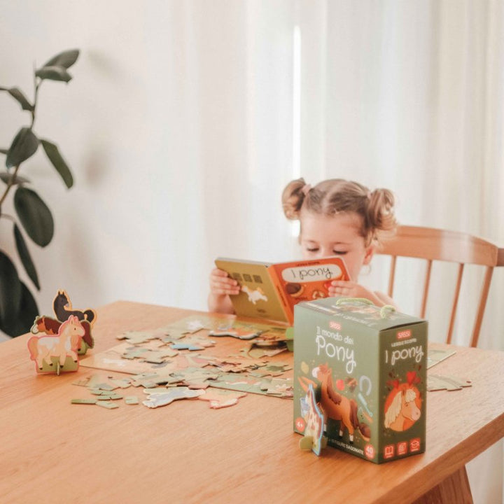 Sassi 3D Puzzle and Book Set - Ponies, 40 pcs