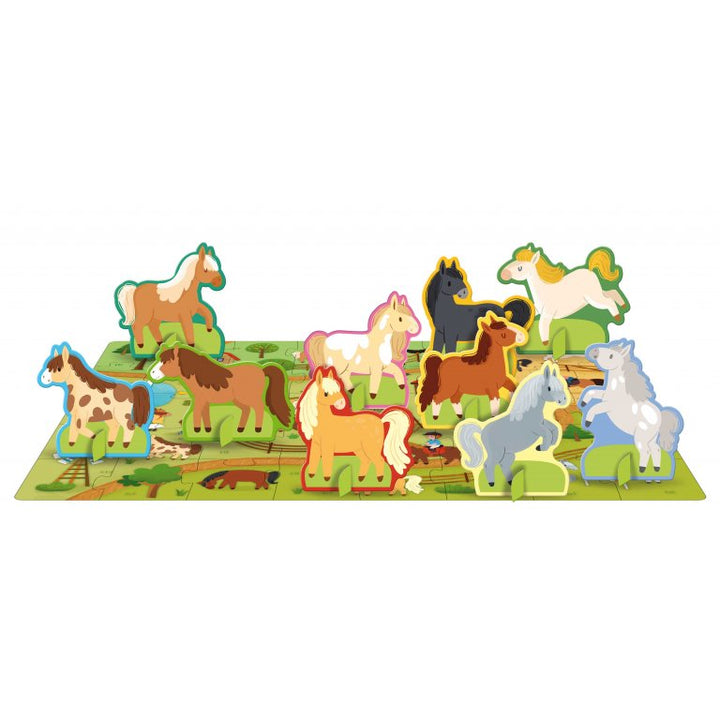 Sassi 3D Puzzle and Book Set - Ponies, 40 pcs