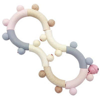 Wooden Rattle Motor Eight, Natural & Pink