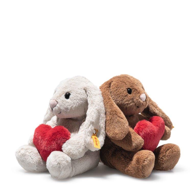 Steiff Soft Cuddly Friends Hoppie Rabbit Love Grey, 16 cm
