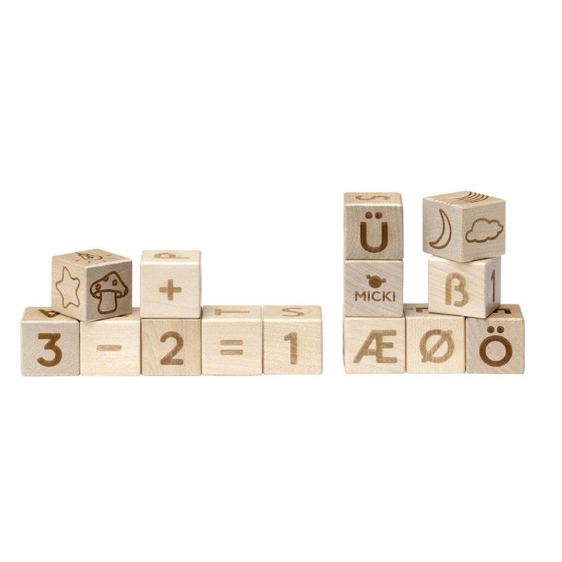 Micki Premium - Wooden Letter and Number Building Blocks, 36 pcs