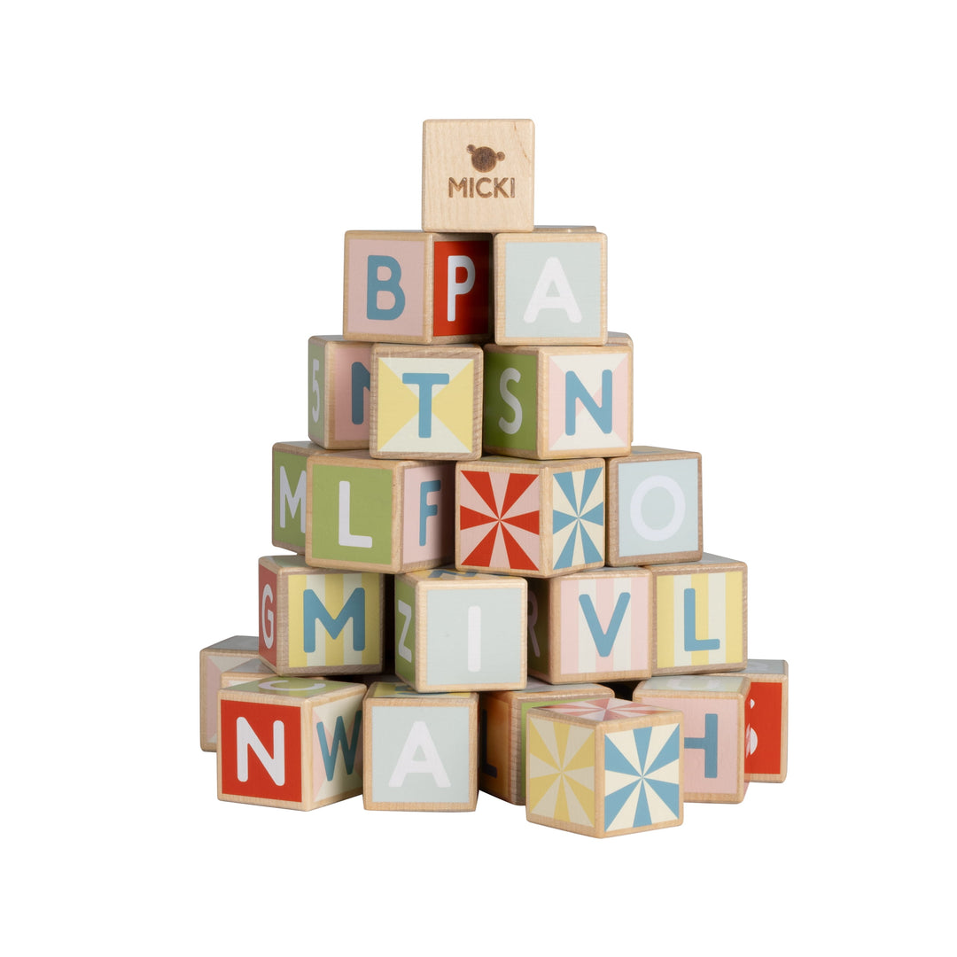 Micki - Wooden Alphabet Building Blocks, 36 pcs