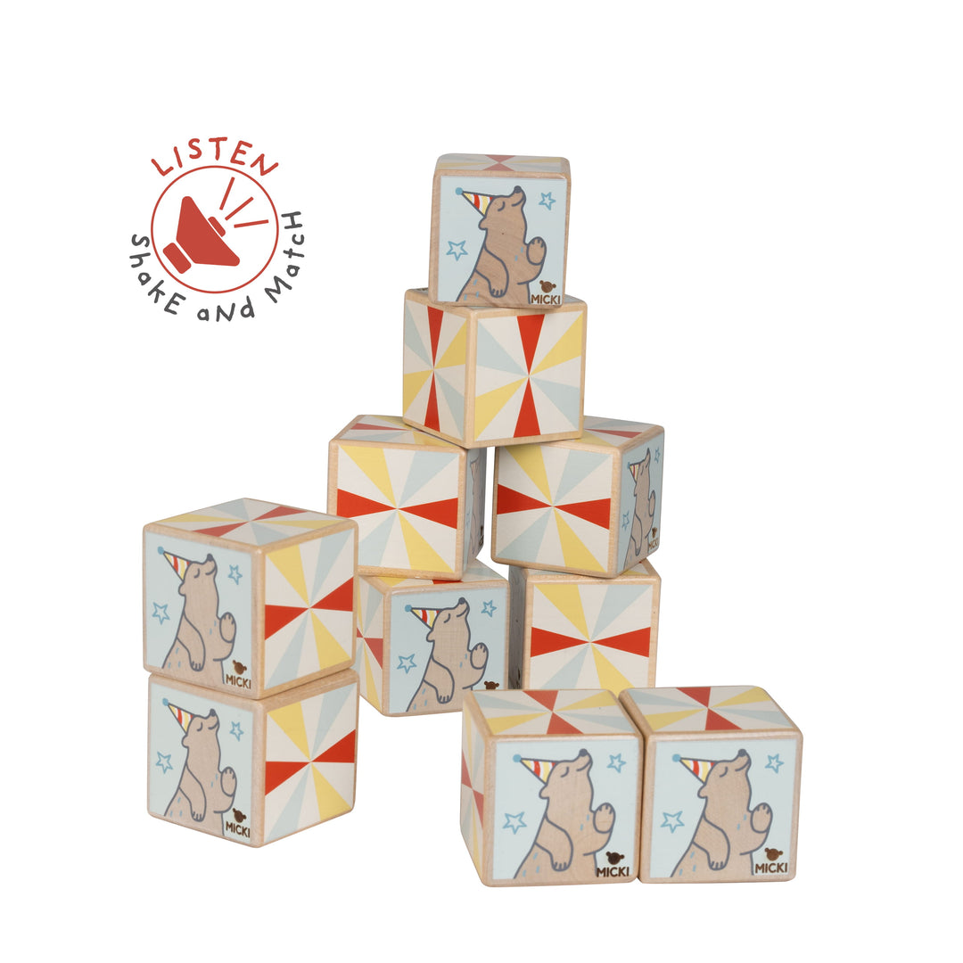Micki - Wooden Shake and Match Memory Game Blocks, 10 pcs