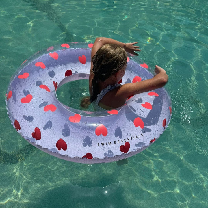 Swim Essentials Inflatable Swim Ring - Sweet Hearts Transparent , 90 cm