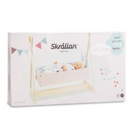 Skrallan Wooden and Felt Rabbit-Ears Rocking Cradle