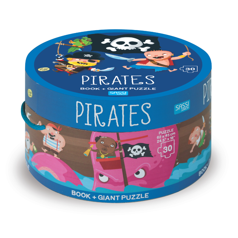 Sassi Book and Giant Puzzle  - Pirates,  30 pcs