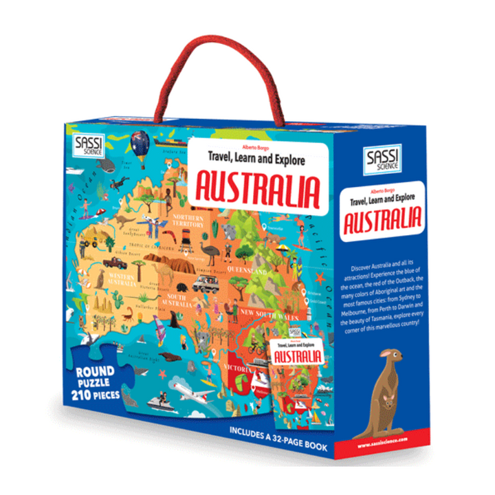 Sassi Travel, Learn and Explore - Puzzle and Book Set - Australia, 210 pcs