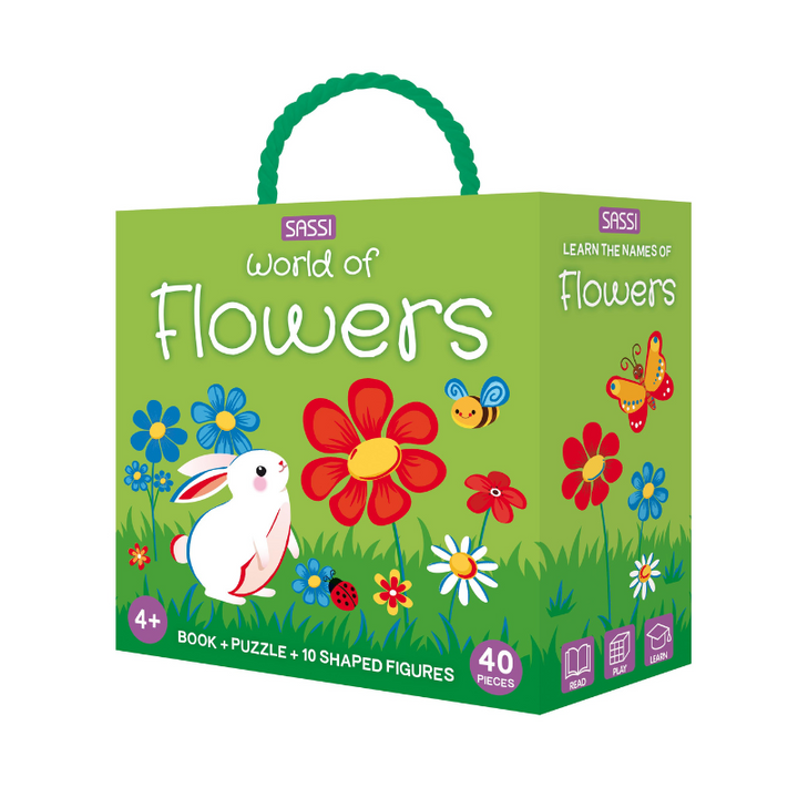 Sassi 3D Puzzle and Book Set - Learn Shapes Flowers, 40 pcs