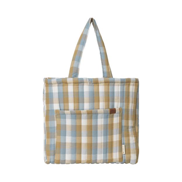 Fabelab - Quilted Tote Bag - Cottage Blue Checks, 50 cm Default Title