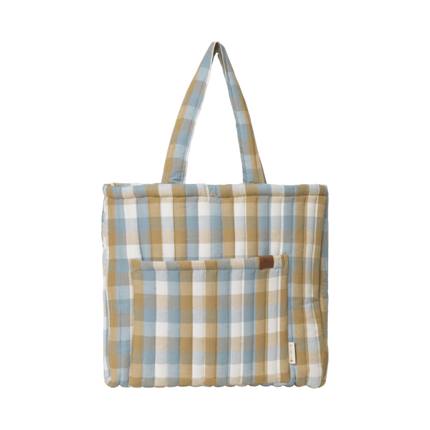 Fabelab - Quilted Organic Cotton Tote Bag - Cottage Blue Checks, 60 cm
