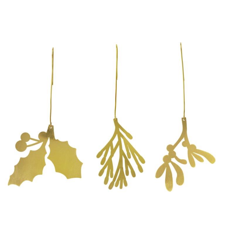 Fabelab Golden Metal Ornaments Yule Greens - 3 pack