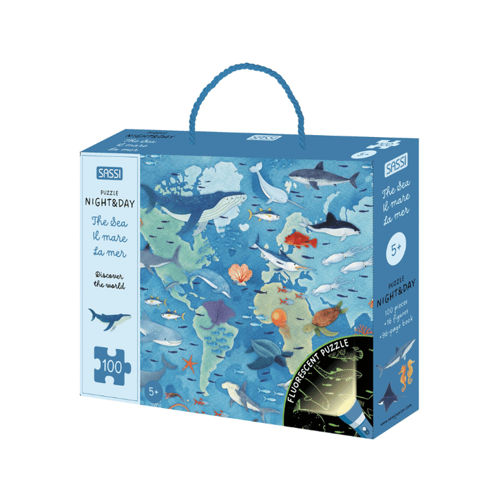Sassi Glow-in-the-Dark Night &amp; Day Puzzle &amp; Book Set - Sea