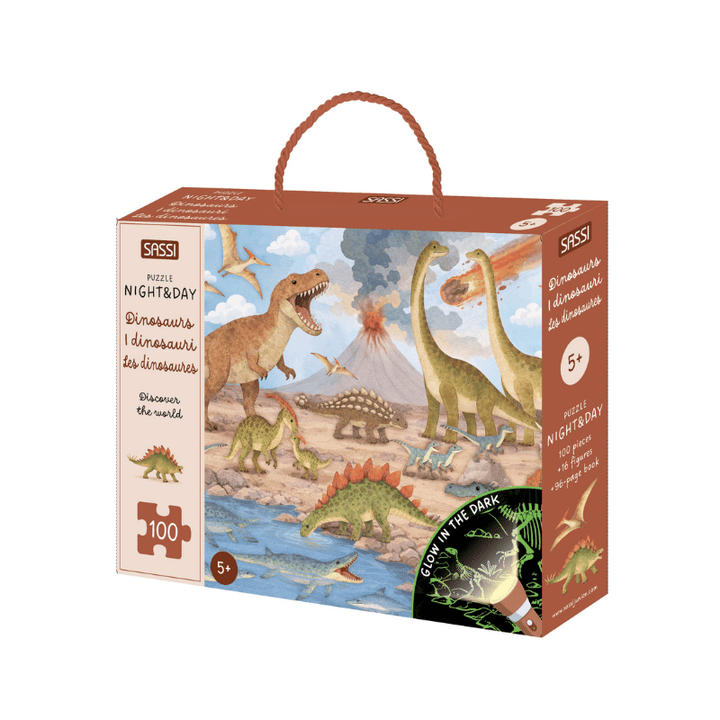 Sassi Glow-in-the-Dark Night &amp; Day Puzzle &amp; Book Set - Dinosaurs