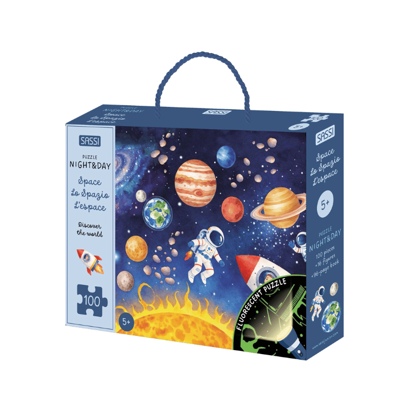 Sassi Glow-in-the-Dark Night &amp; Day Puzzle &amp; Book Set - Space