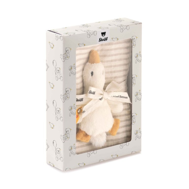 Steiff Gilda the Goose Rattle Grip Toy and Cloth GIft Set, 2 pcs