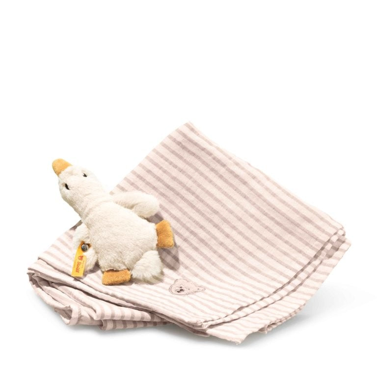 Steiff Gilda the Goose Rattle Grip Toy and Cloth GIft Set, 2 pcs