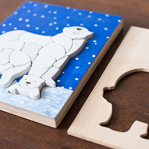 Eguchi Wooden Polar Bear Puzzle, 25 cm