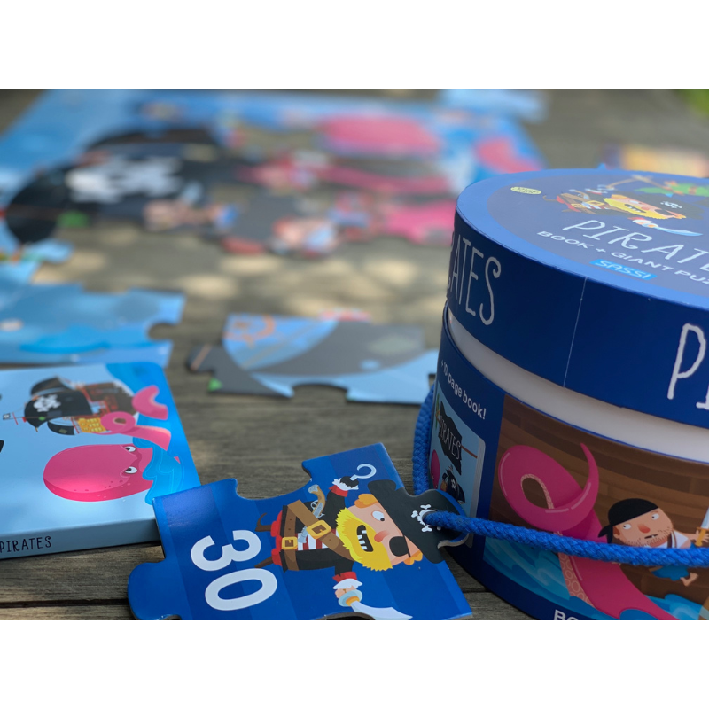 Sassi Book and Giant Puzzle  - Pirates,  30 pcs