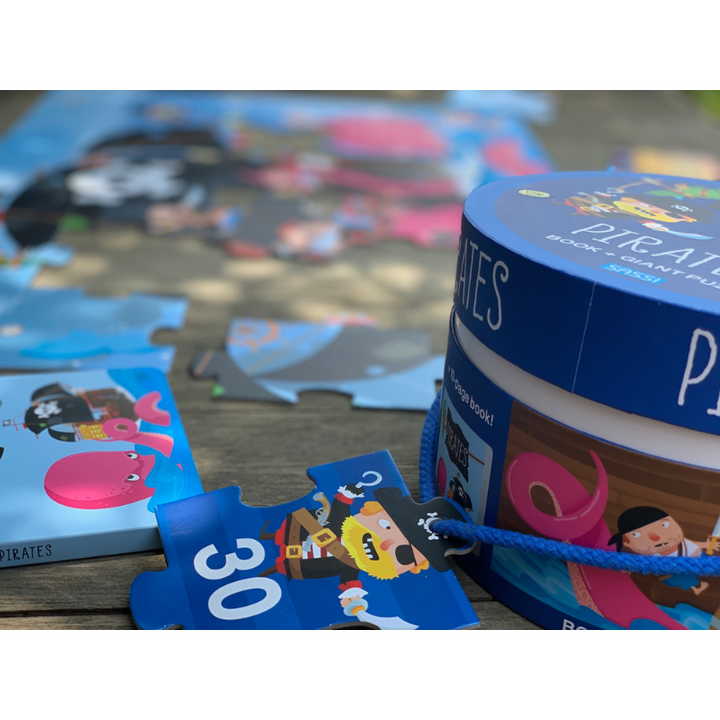 Sassi Book and Giant Puzzle  - Pirates,  30 pcs