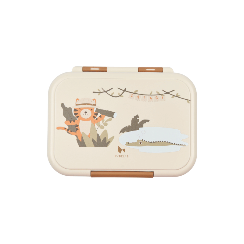 Fabelab Stainless Steel and PP Plastic Lunch Box - Safari Jungle Bear and Giraffe