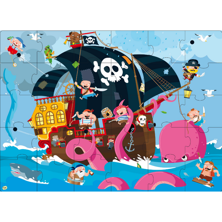 Sassi Book and Giant Puzzle  - Pirates,  30 pcs