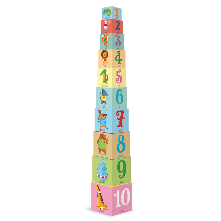 Sassi Edu Animals Stacking Blocks & Book Set, 10 pcs