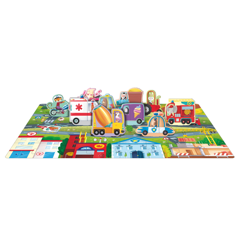 Sassi 3D Puzzle and Book Set - Learn Shapes Vehicles, 40 pcs