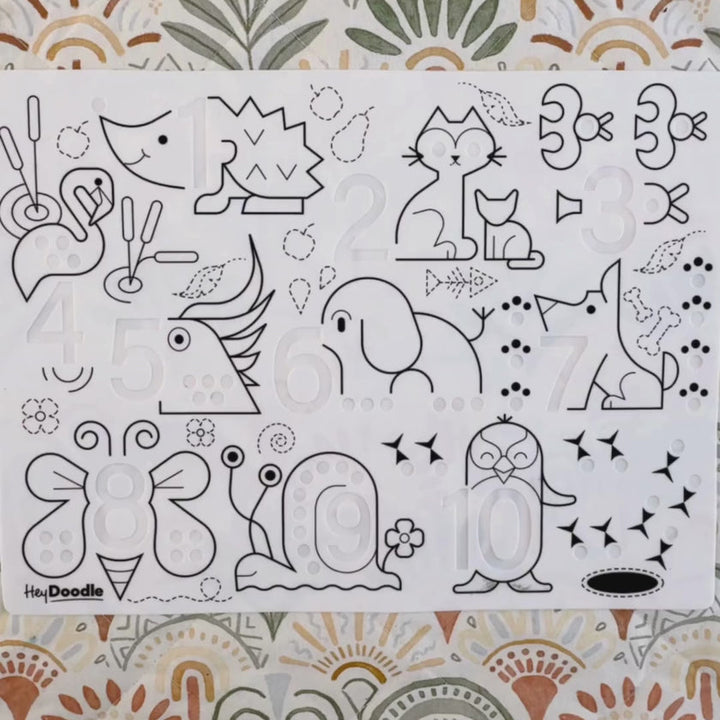 HeyDoodle - Sensory Colouring &amp; Doodle Mat -  Wild Digits