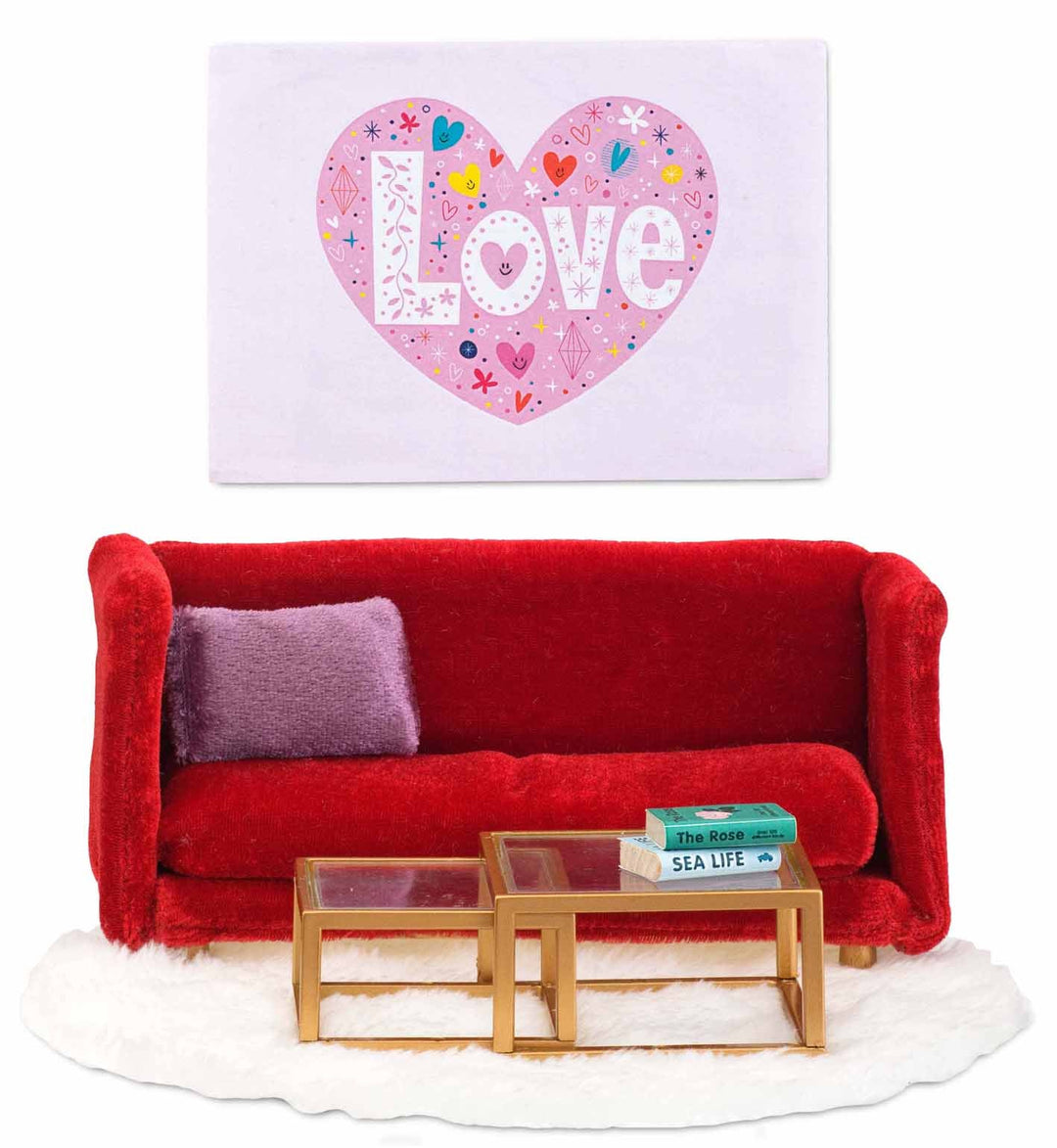 Lundby Doll House Furniture - Sitting Room Set, Red