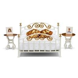 Lundby Doll House Furniture - Bedroom Brass Set