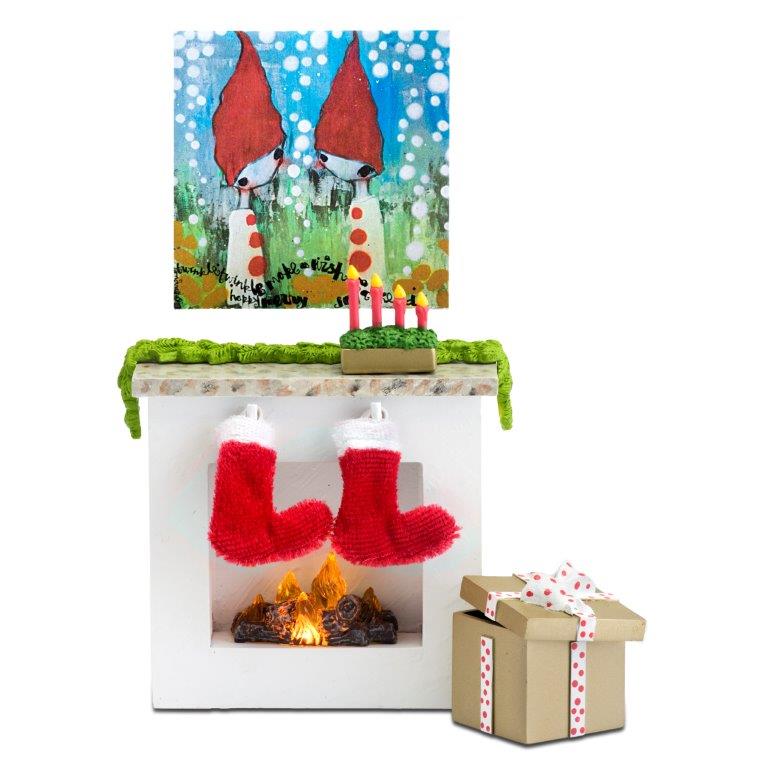 Lundby Doll House Accessories - Fireplace Set with Christmas Stockings
