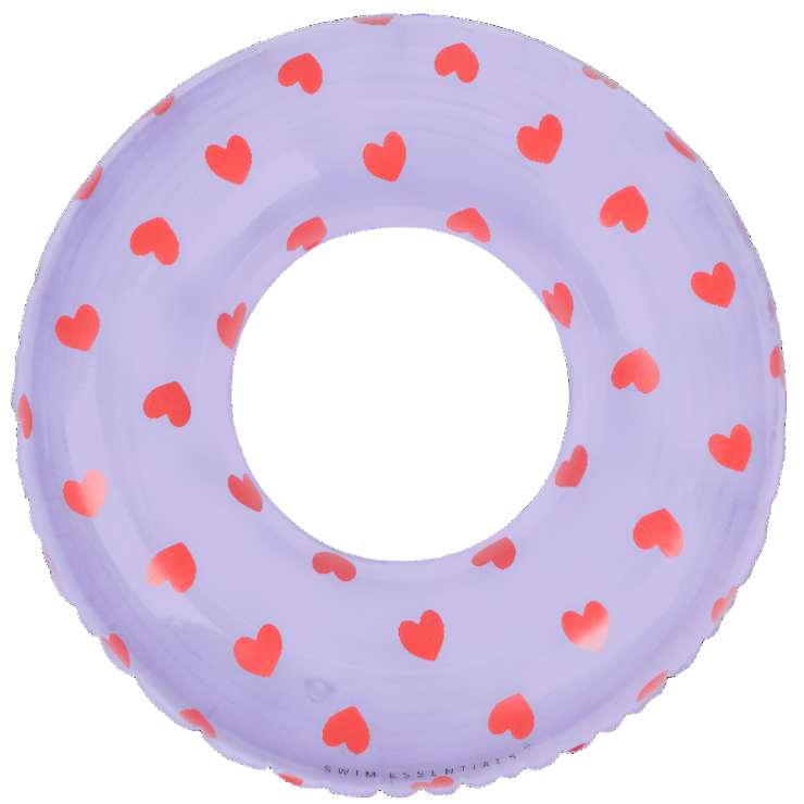 Swim Essentials Swim Ring, Lilac Hearts, 90 cm